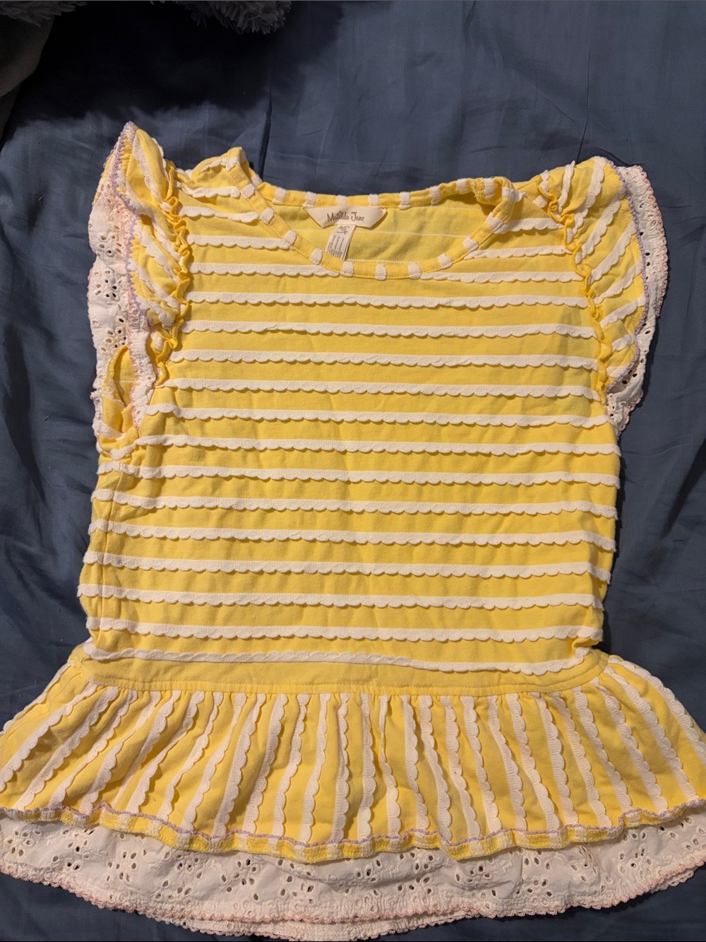 Matilda Jane Yellow and White Striped Peplum Tee
